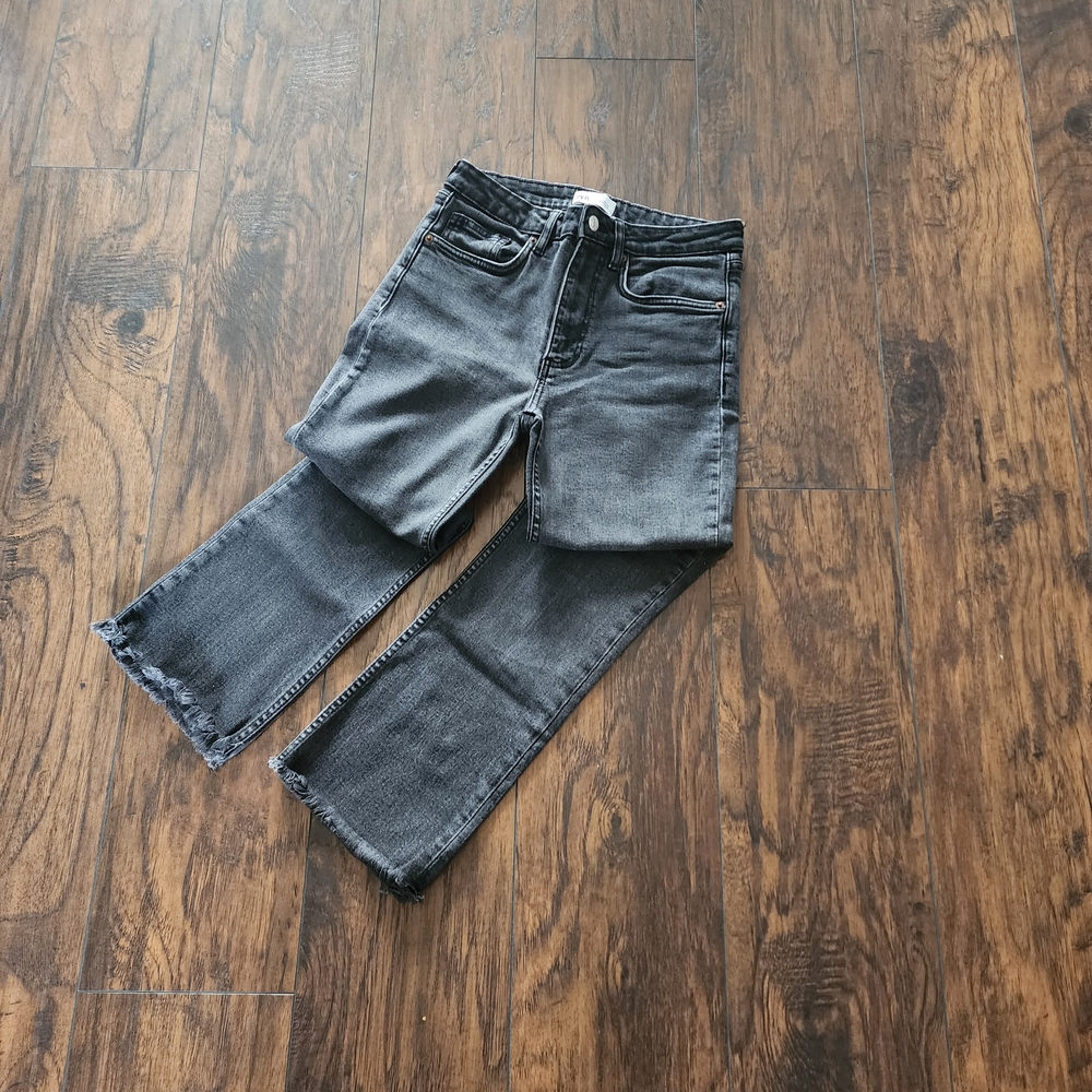 Zara High Rise Straight Leg Jeans Gray Denim Women Size 8